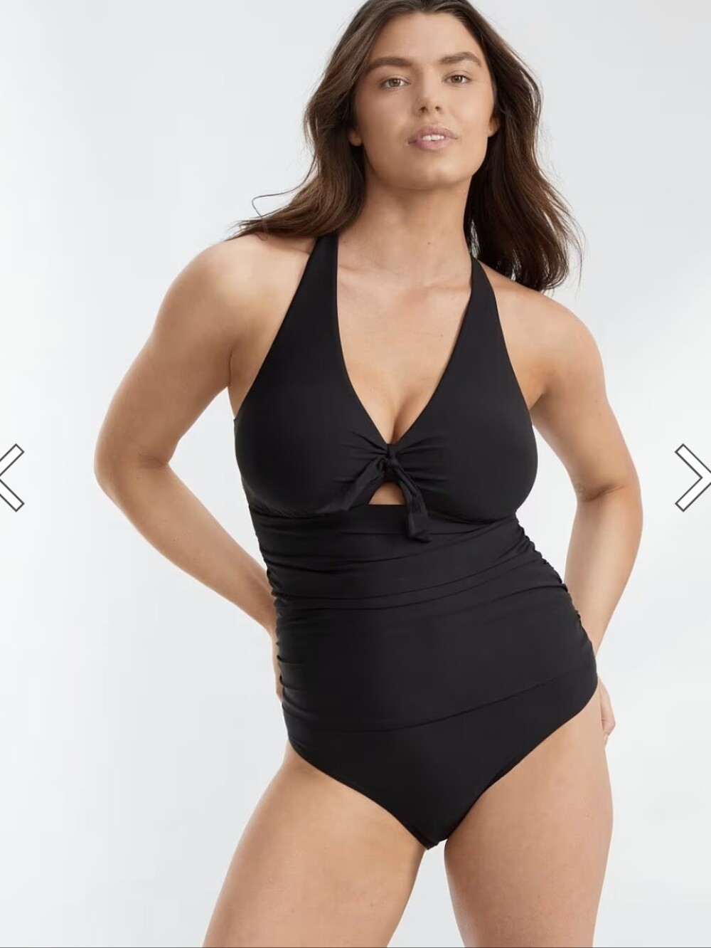 Birdsong Black Tie Front Underwire One Piece Wide Strap Swimsuit Size 16 J/K NWT